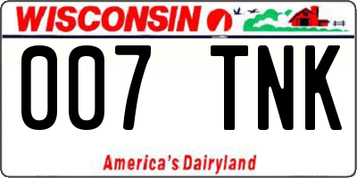 WI license plate 007TNK