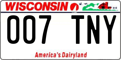 WI license plate 007TNY