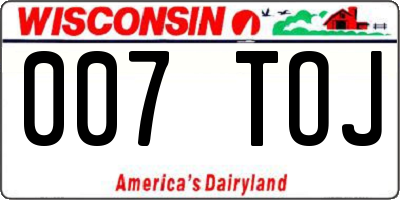 WI license plate 007TOJ