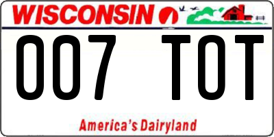 WI license plate 007TOT