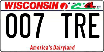 WI license plate 007TRE