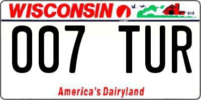 WI license plate 007TUR
