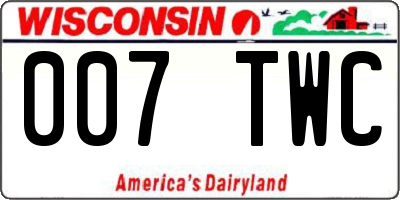 WI license plate 007TWC