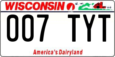 WI license plate 007TYT