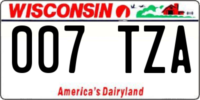 WI license plate 007TZA