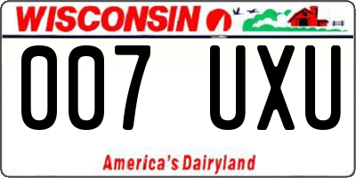 WI license plate 007UXU