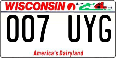 WI license plate 007UYG