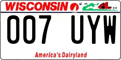 WI license plate 007UYW