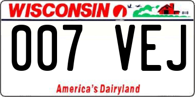 WI license plate 007VEJ