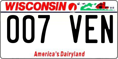 WI license plate 007VEN