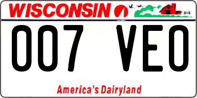 WI license plate 007VEO