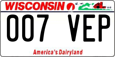 WI license plate 007VEP