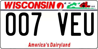 WI license plate 007VEU