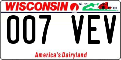 WI license plate 007VEV