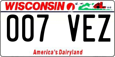 WI license plate 007VEZ
