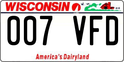 WI license plate 007VFD