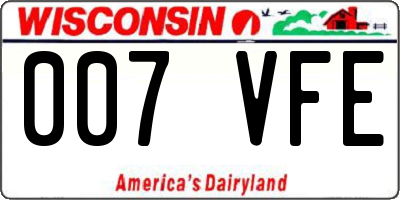 WI license plate 007VFE