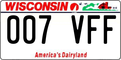 WI license plate 007VFF