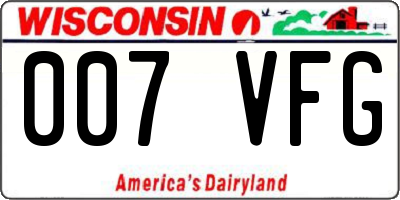WI license plate 007VFG