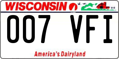 WI license plate 007VFI