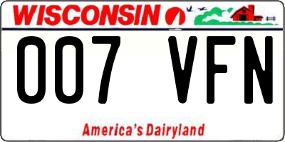 WI license plate 007VFN