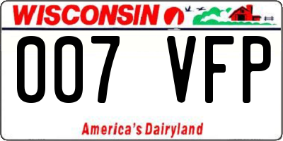 WI license plate 007VFP