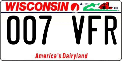 WI license plate 007VFR