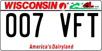 WI license plate 007VFT
