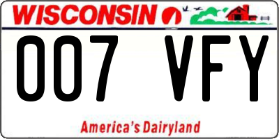 WI license plate 007VFY