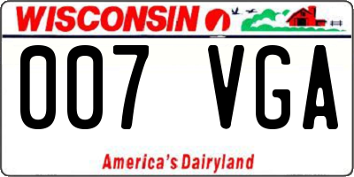 WI license plate 007VGA