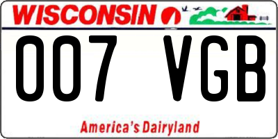 WI license plate 007VGB