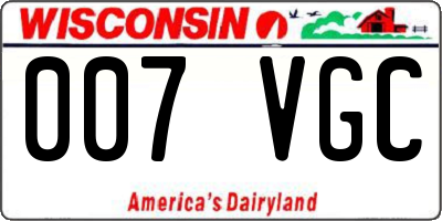 WI license plate 007VGC