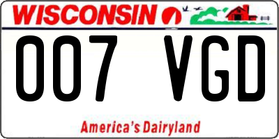 WI license plate 007VGD