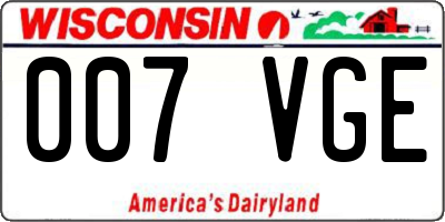 WI license plate 007VGE