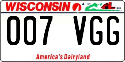WI license plate 007VGG