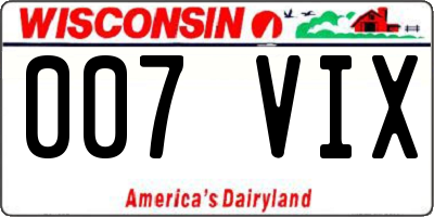 WI license plate 007VIX