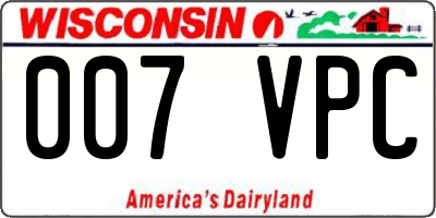 WI license plate 007VPC