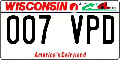 WI license plate 007VPD