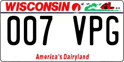 WI license plate 007VPG