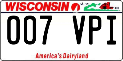 WI license plate 007VPI