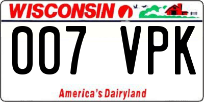 WI license plate 007VPK