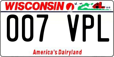 WI license plate 007VPL