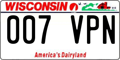 WI license plate 007VPN