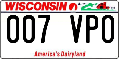 WI license plate 007VPO