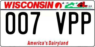 WI license plate 007VPP