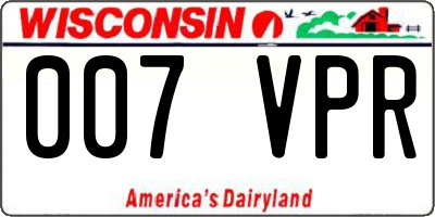 WI license plate 007VPR