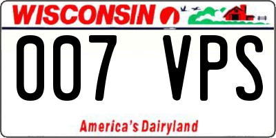 WI license plate 007VPS
