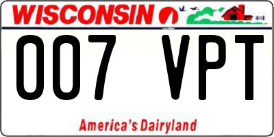 WI license plate 007VPT