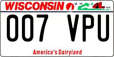 WI license plate 007VPU