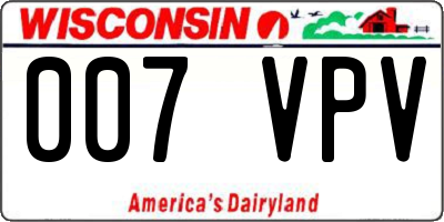 WI license plate 007VPV